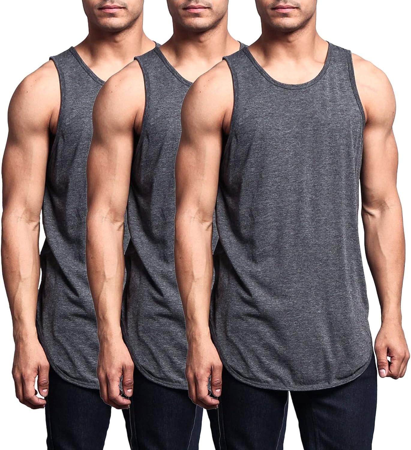 Solid Color Long Length Curved Hem Tank Top