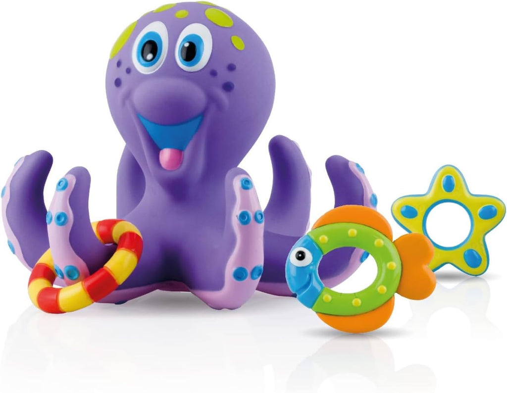 Floating Octopus Toy with 3 Hoopla Rings - Baby Bath Toy for Boys and Girls - 18+ Months - Purple (Pack of 1)