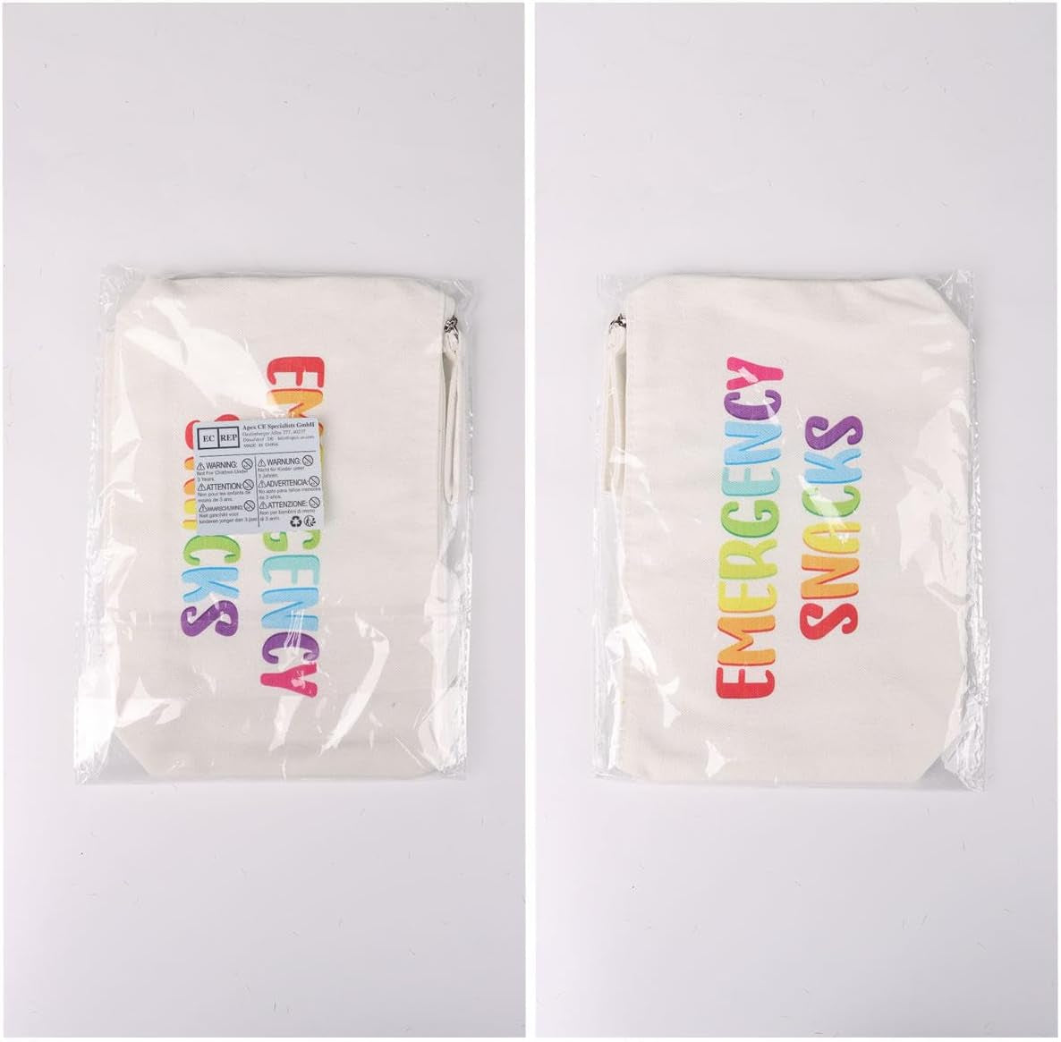 Canvas Zipper Pouch Bags Snacks Bags Cosmetic Bags Makeup Bag Toiletry Bag for Women, Travel, Beach (White)