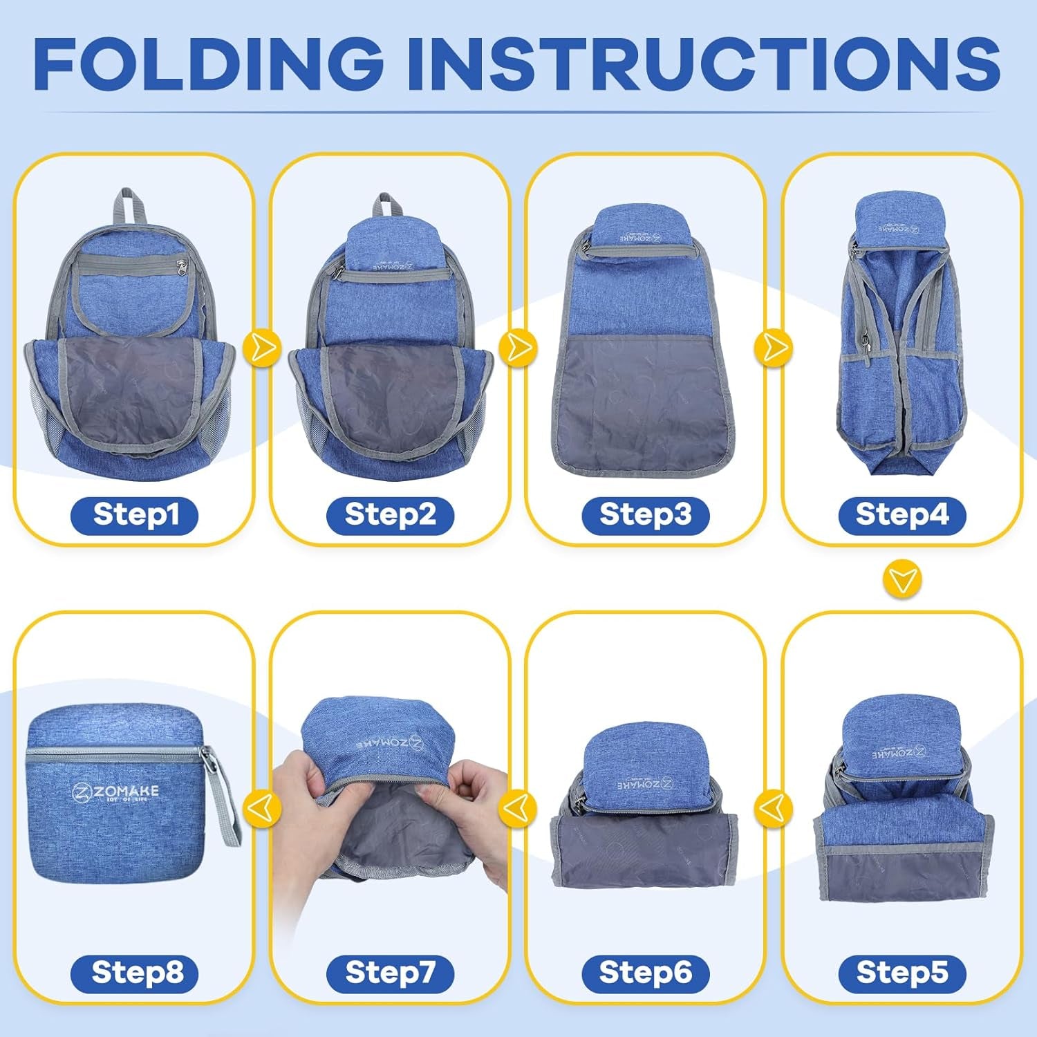 Ultra Lightweight Packable Backpack 10L, Small Daypack Light Foldable Backpacks Water Resistant Day Bag for Hiking(Dark Blue)