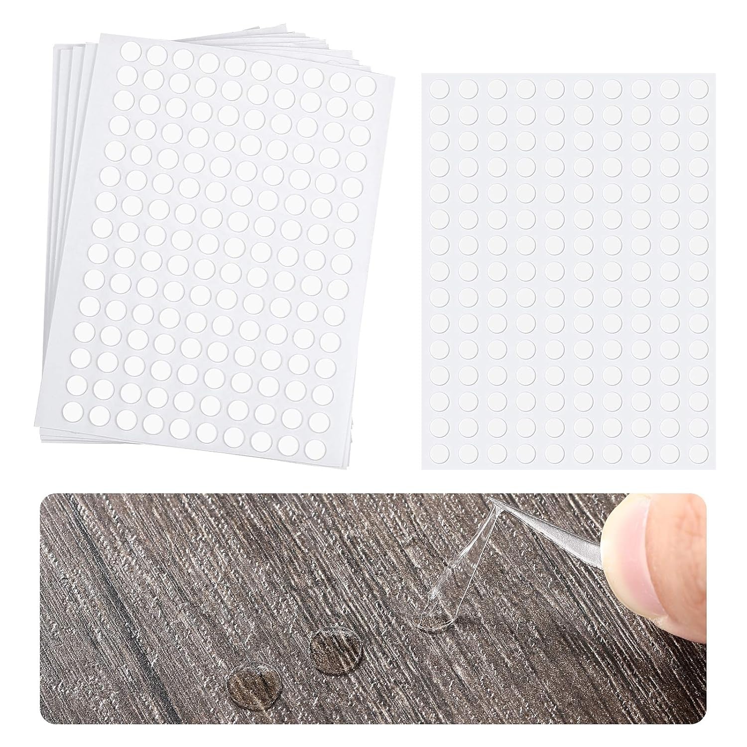 Double Sided Adhesive Dots Clear Glue Point Tape Stickers Balloon Glue round No Traces Strong Adhesive Sticker Waterproof Dot Sticker for Craft DIY Art Office Supply(1000 Pieces,0.24 Inch/ 6 Mm)