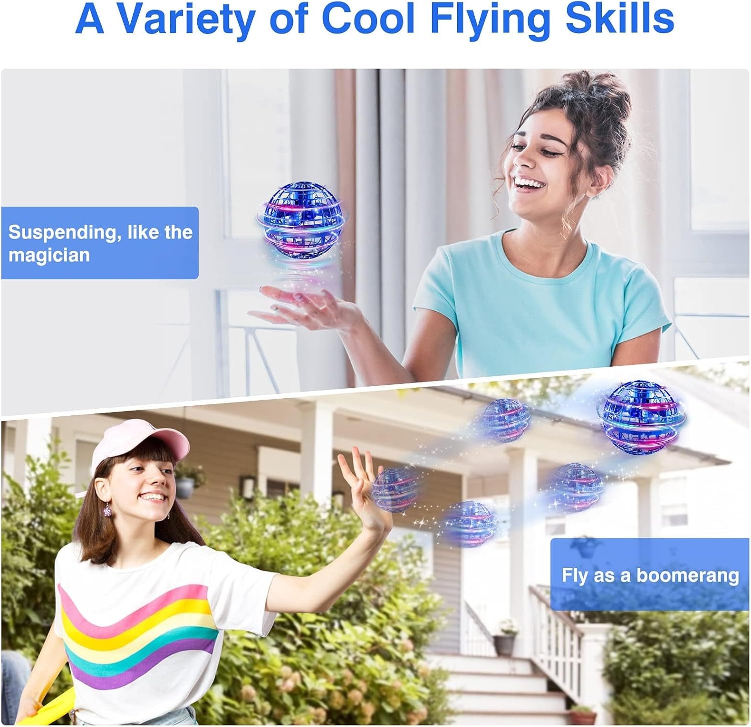 Upgraded Flying Orb Ball Toy, Hand Controlled Boomerang Hover Ball, Cosmic Globe Flying Spinner with Endless Tricks, Cool Toys Gifts for 8 9 10 11 12+ Year Old Boys Girls Teens Outdoor Toys