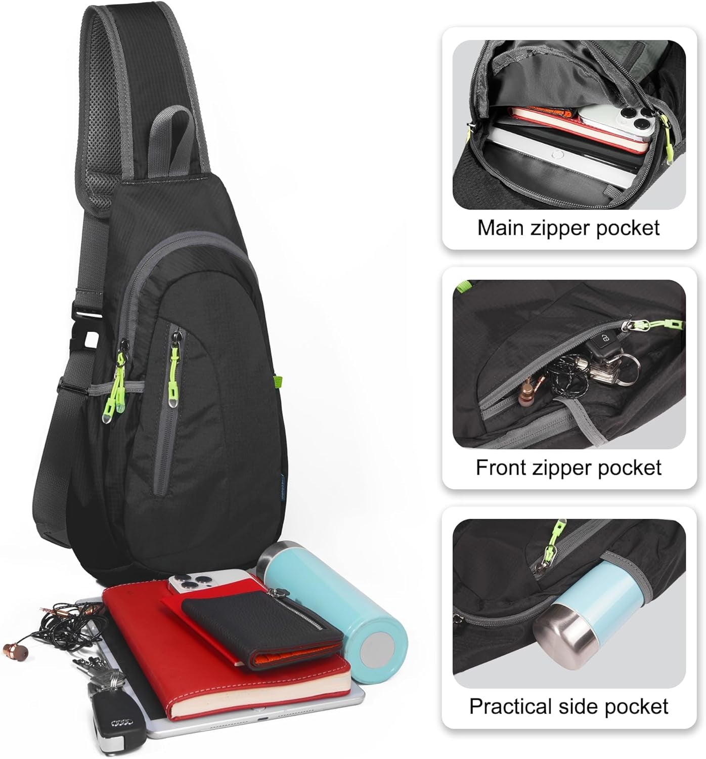 Small Sling Bag, Lightweight Crossbody Backpack for Men Women, Shoulder Bag for Sports and Outdoor