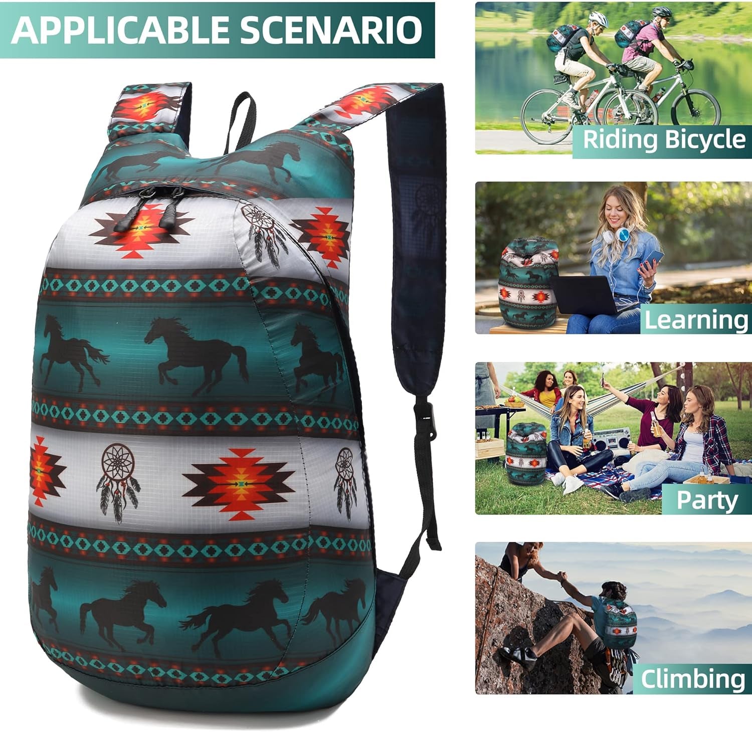 Ultra Lightweight Water-Resistant Packable Backpack, Foldable Hiking Daypack for Travel Camping Cycling Outdoor