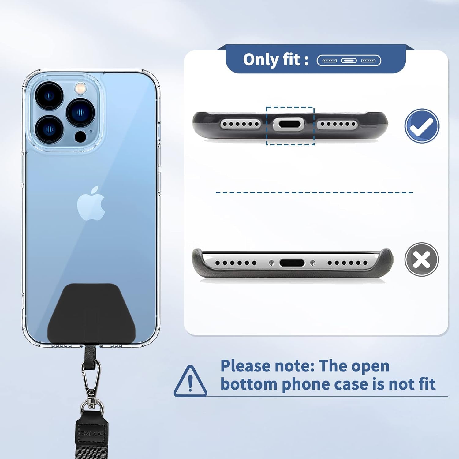 Universal Mobile Phone Chain, 2 Pcs Adjustable Collar Lanyard and 2 Pcs Durable Patches, Lanyard Mobile Phone Neck Strap Compatible with Most Smartphones