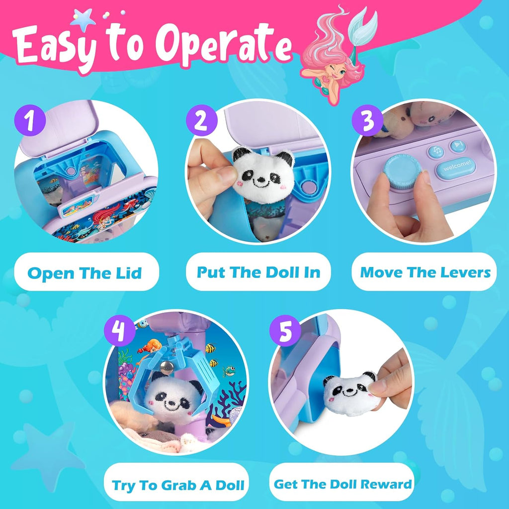 Claw Machine for Kids,Mini Vending Machines Candy Grabber Prize Dispenser Toys for Girls Boys, Electronic Arcade Game with 20 Mini Plush Toys for Party Easter Birthday Gifts