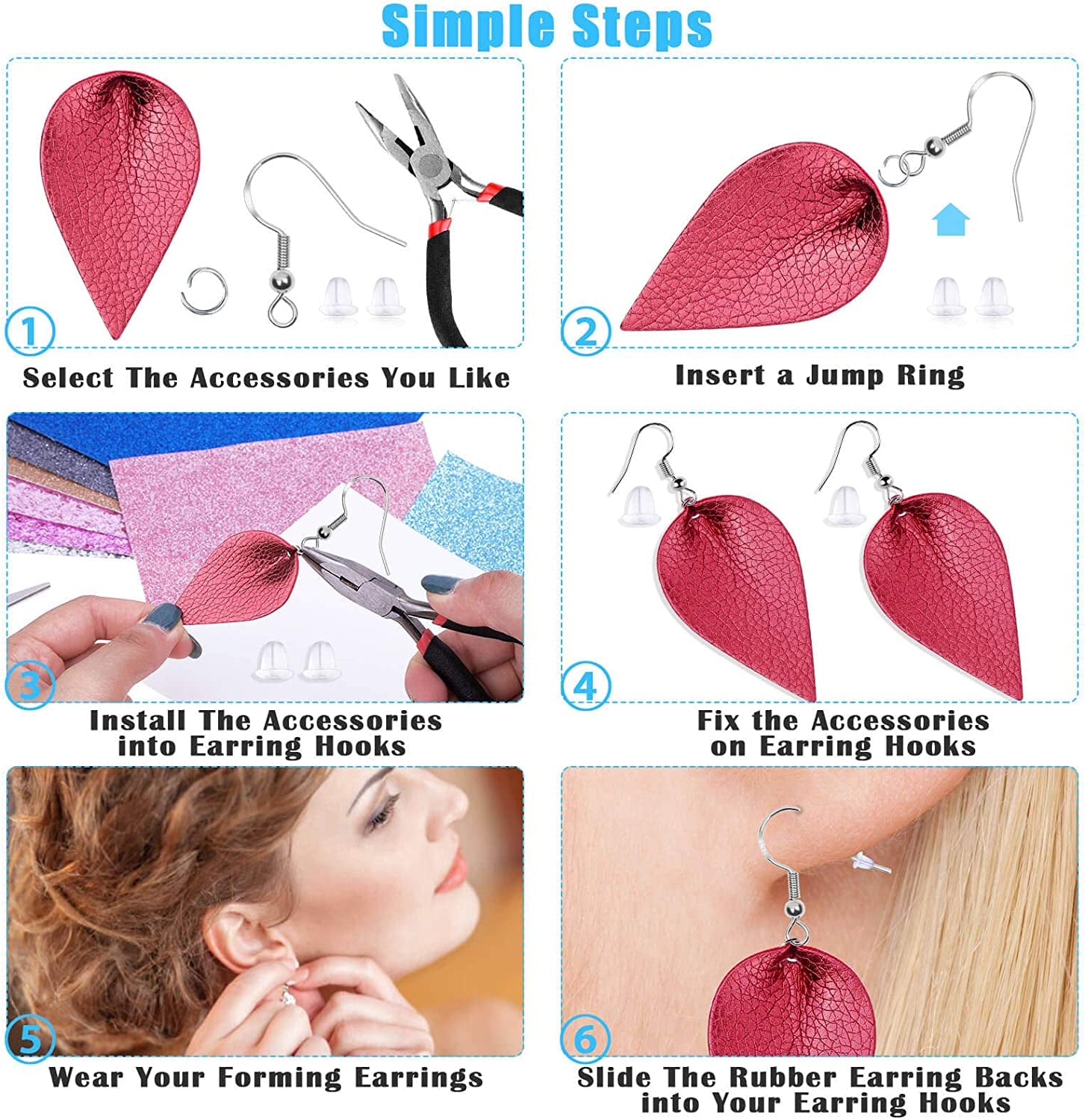 720Pcs Earring Making Kit with Hypoallergenic Earring Hooks, Backs and Jump Rings