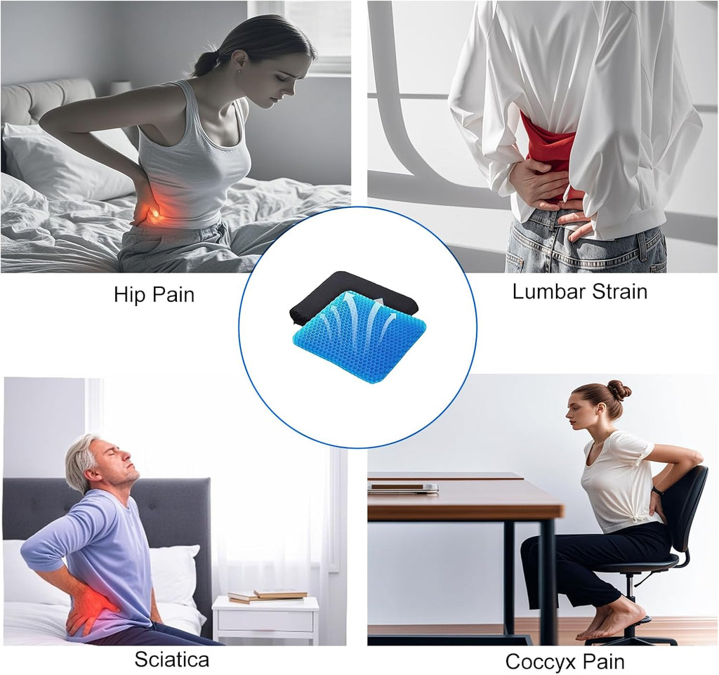 Soft Sitter Cushion,Honeycomb Double Thick Gel Seat Cushion with Anti-Slip Cushion Cover,Cooling Chair Cushion Egg Chair Cushion for Home Office Car, Wheelchair (47 X 44 Cm)