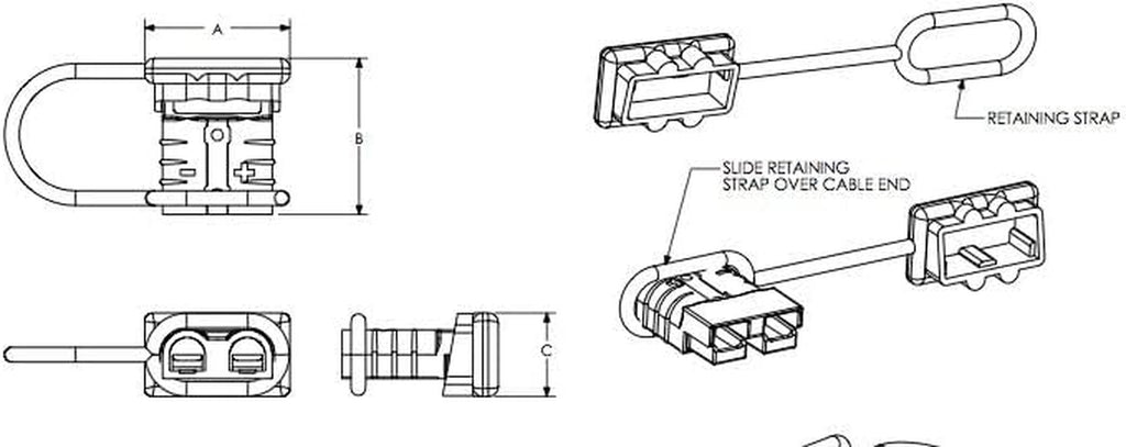 PAIR  SB50-50 AMP 600V Plug - CABLE TERMINAL BATTERY POWER CONNECTOR（GREY） (Φ Medium Cable Range:4.7Mm)