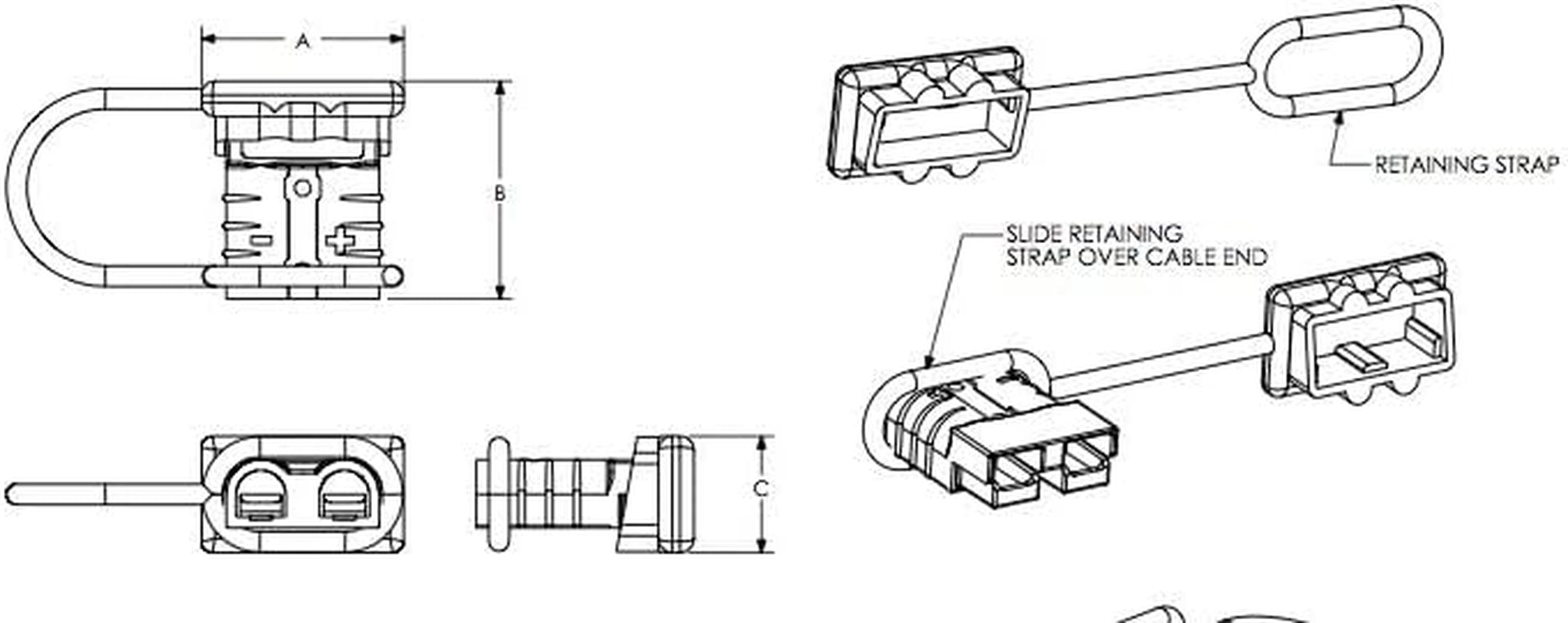 PAIR  SB50-50 AMP 600V Plug - CABLE TERMINAL BATTERY POWER CONNECTOR（GREY） (Φ Medium Cable Range:4.7Mm)