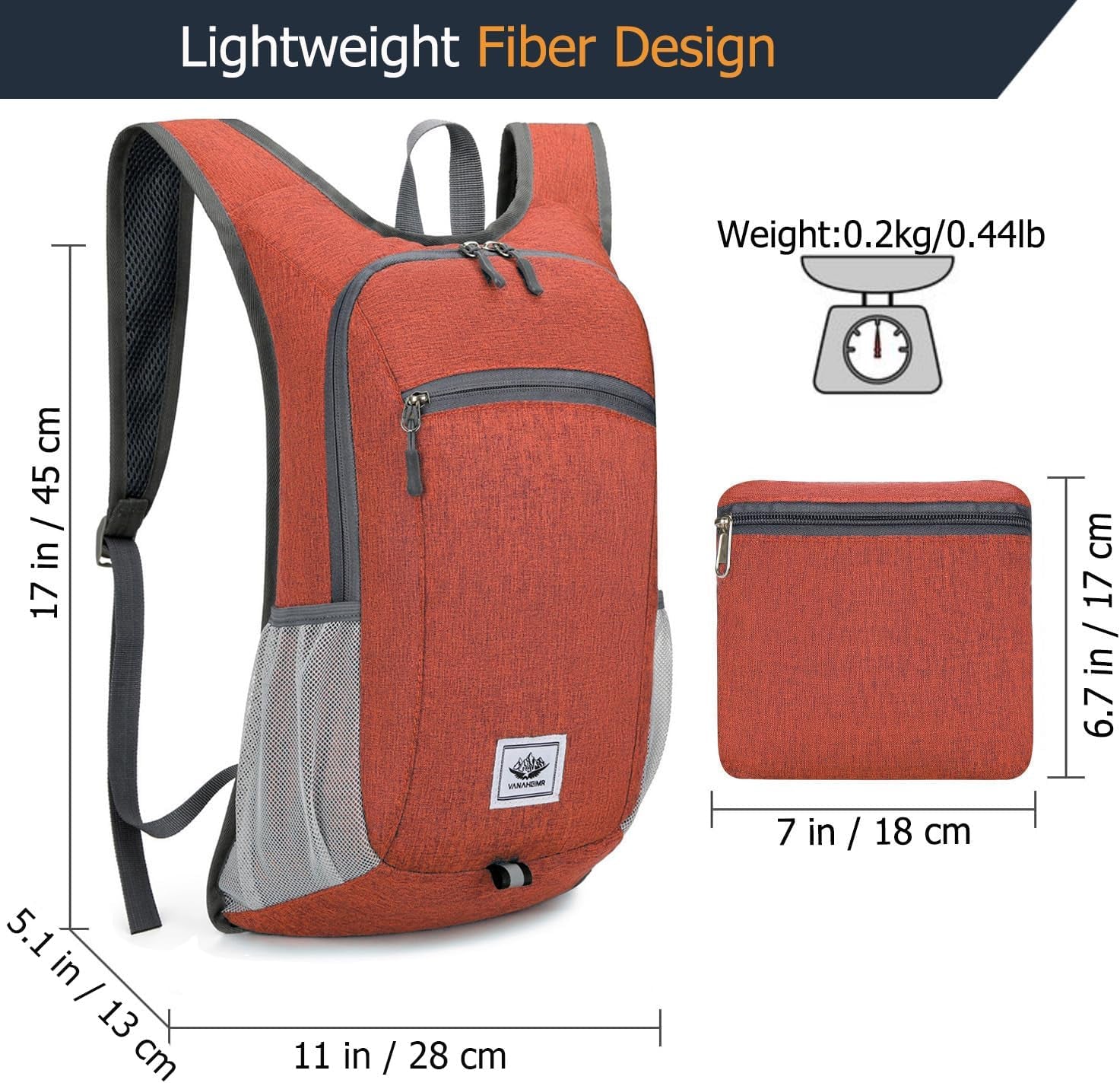 Small Daypack 15L Hiking Backpack Packable Lightweight Travel Day Pack Casual Foldable Shoulder Bag for Women Men