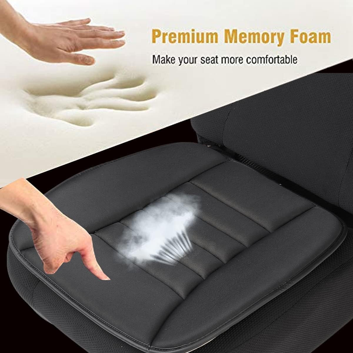 Seat Cushion, Car Seat Cushion Memory Foam Cushion Soft Driver Seat Pad, Non Slip Car Seat Protector Comfort Universal for Home Car Office Chair Use - 1Pack