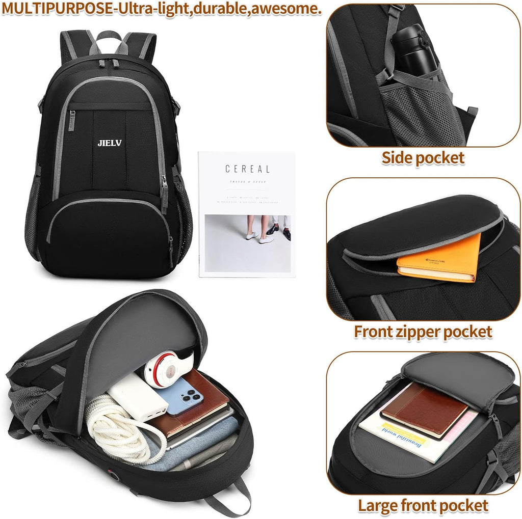 30L Lightweight Packable Backpack Small Foldable Hiking Backpack Waterproof Daypack Travel Camping Outdoor for Women Men Valentines Day Gifts(Black)