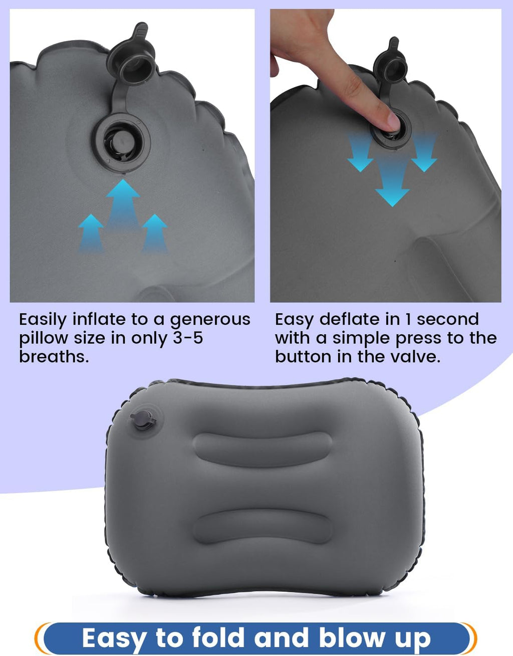 Camping Pillow Inflatable with Ergonomic Design, Travel Pillow Air Pillow Beach Pillow for Neck Support for Car Beach Office