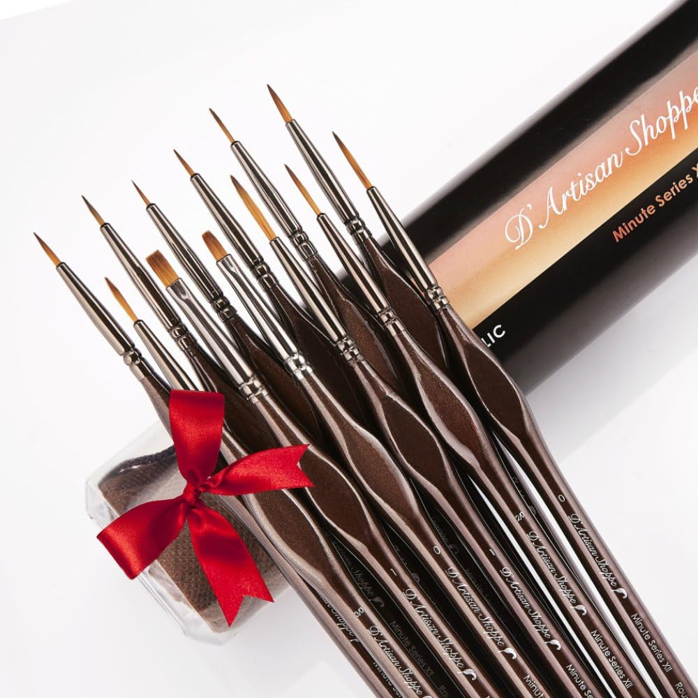 Miniature Paint Brushes Art. Minute Series XII 12Pc Fine Detail Paint Brush Set for Model Miniature Painting Kit. Fine Point Small Artist Brushes for Acrylic Painting Oil Watercolor Warhammer 40K