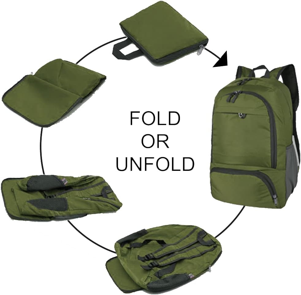 35L Hiking Backpack Ultralight Lightweight Packable Foldable Water Resistant Travel Camping Outdoor Daypack (Green)