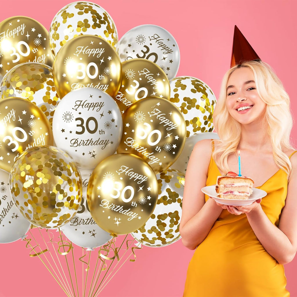 16Th Birthday Balloons 15 Pcs White Gold Happy 16Th Birthday Latex Confetti Balloons White Gold 16Th Birthday Party Decorations Balloons for Boys Girls 16Th Birthday Décor Anniversary Supplies (Age16)