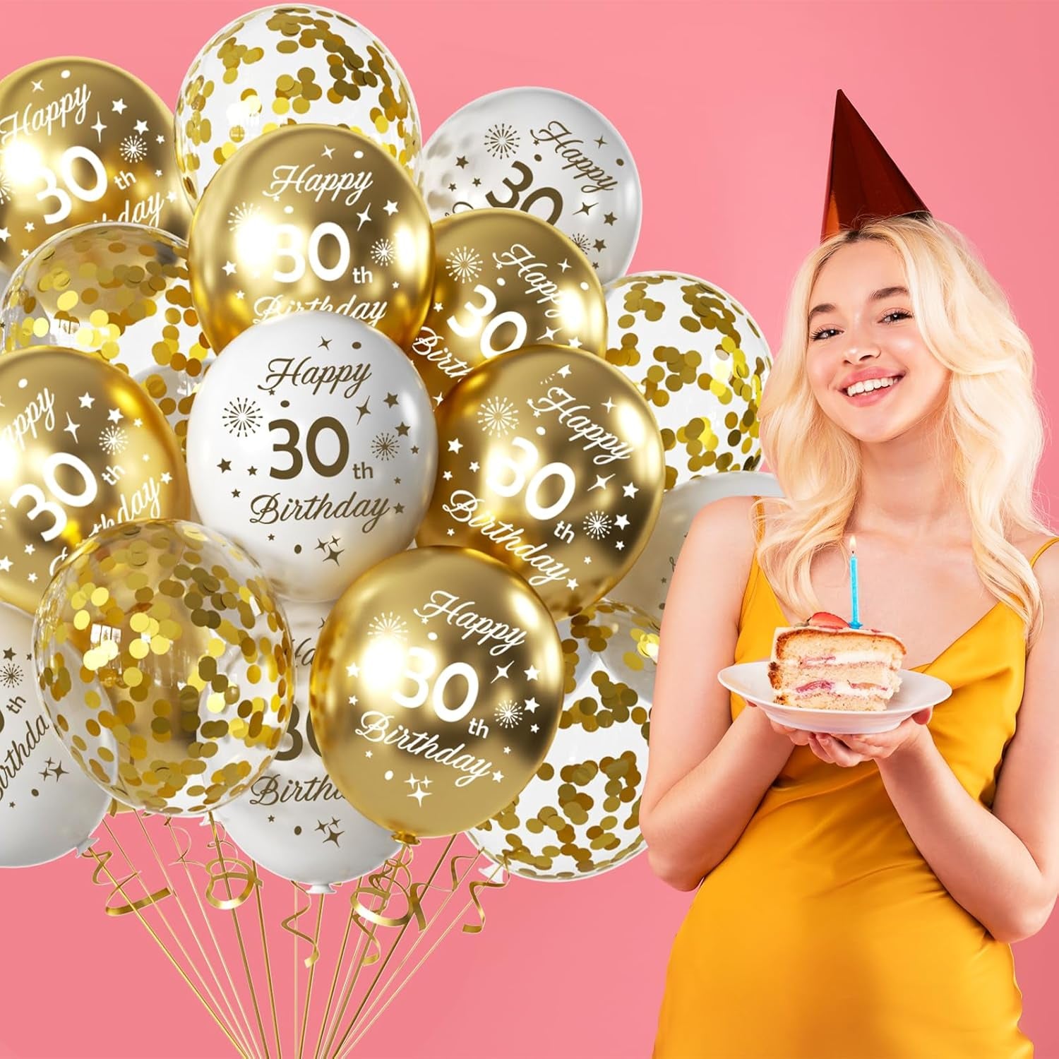 16Th Birthday Balloons 15 Pcs White Gold Happy 16Th Birthday Latex Confetti Balloons White Gold 16Th Birthday Party Decorations Balloons for Boys Girls 16Th Birthday Décor Anniversary Supplies (Age16)