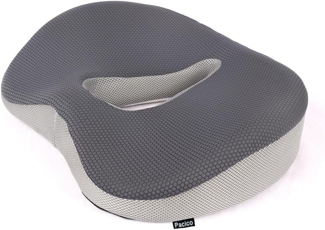 Memory Foam Seat Cushion for Office Chair, Home Chair, Car Seat, Airplane, Wheelchair, Pain Relief for Long Sitting, Non-Slip Bottom, Removable Cover