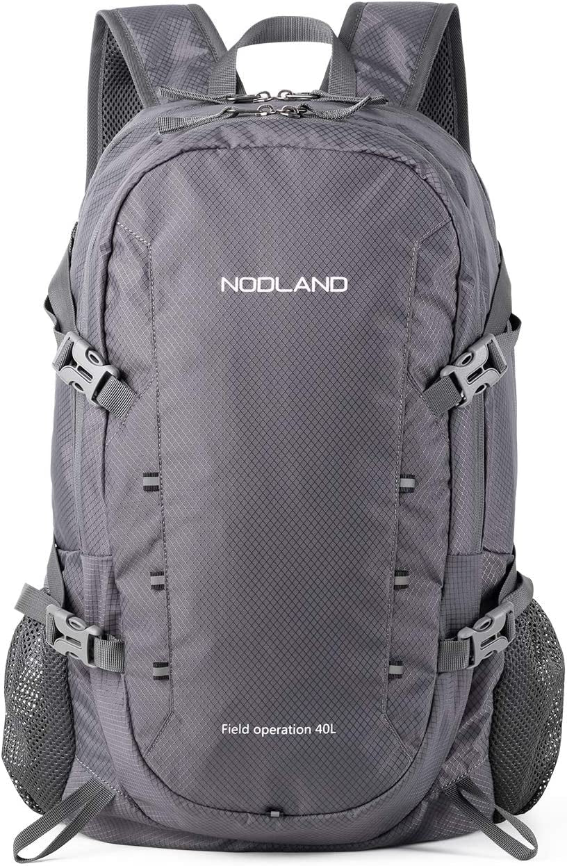 NODLAND Lightweight Backpack, Travel 40L Foldable Water-Resistant Daypack, Hiking Outdoor Camping Rucksack for Men Women