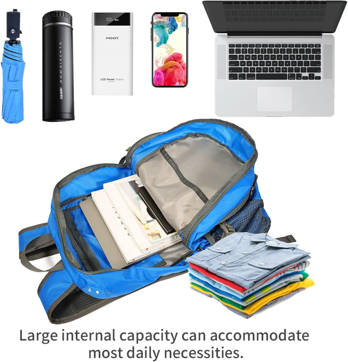 NODLAND Lightweight Backpack, Travel 40L Foldable Water-Resistant Daypack, Hiking Outdoor Camping Rucksack for Men Women