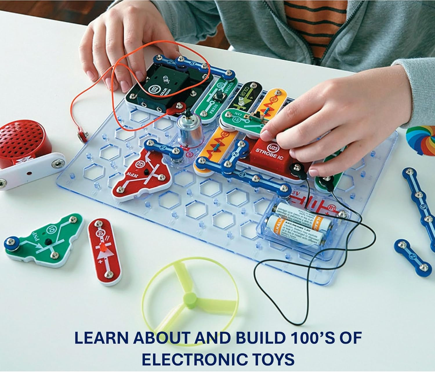 Light Electronics Exploration Kit | over 175 Exciting STEM Projects | Full Color Project Manual | 55+  Parts | STEM Educational Toys for Kids 8+