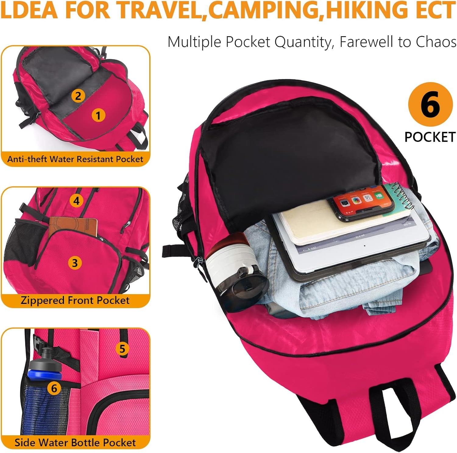 26L Hiking Backpack, Foldable Sports Daypack Camping Gear Travel Must Haves Outdoor for Women Men