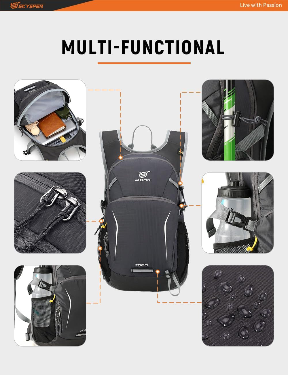 Hiking Backpack - 20L Small Hiking Daypack Lightweight Hiking Backpack, Breathable Day Pack, Backpacking for Women Men