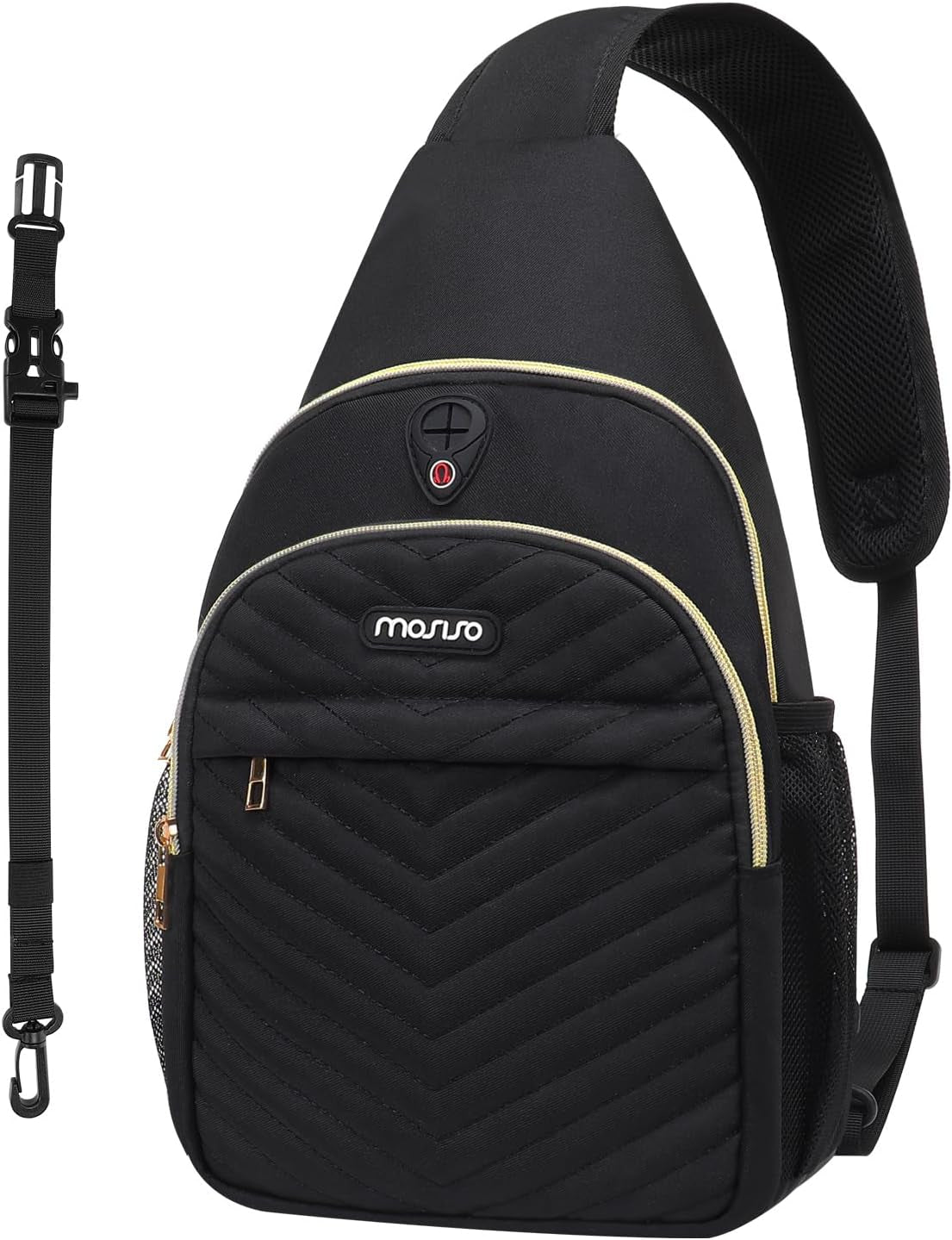 Sling Backpack Small Hiking Daypack, Quilted Crossbody Sling Bag with Removable Strap One Shoulder Chest Bag, Black