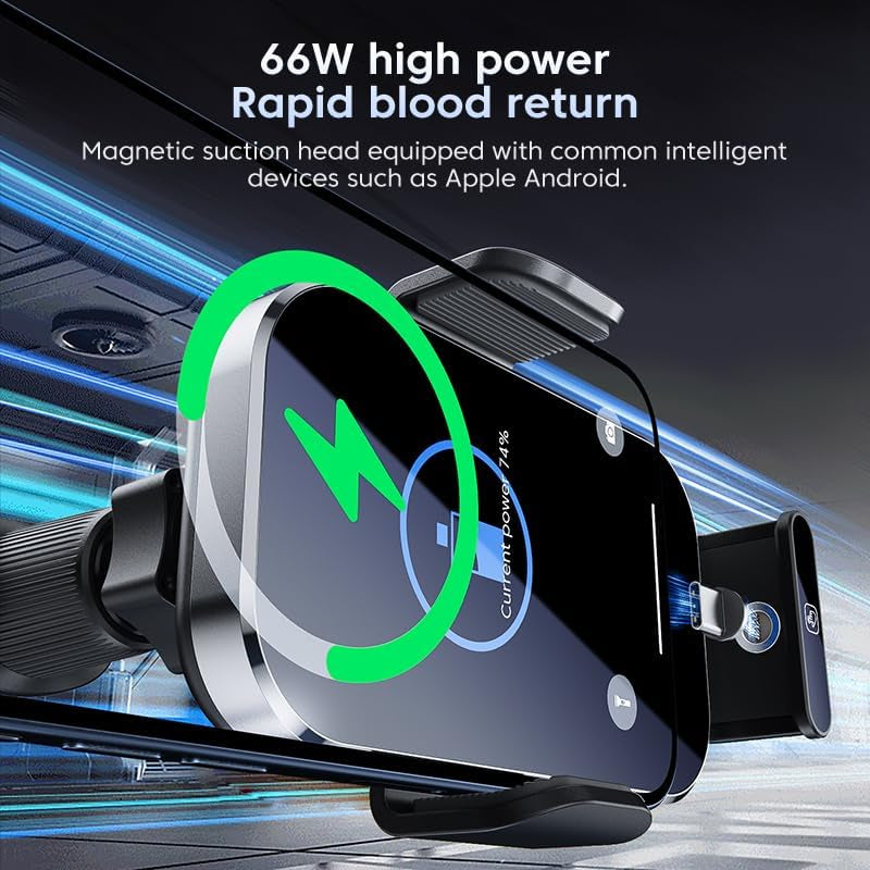 Wireless Car Charger for All Smartphones, Auto-Clamping 15W Qi Fast Charging Wireless Car Charger, Air Vent Car Phone Mount for Iphone16/15/14/13/12/11 Etc