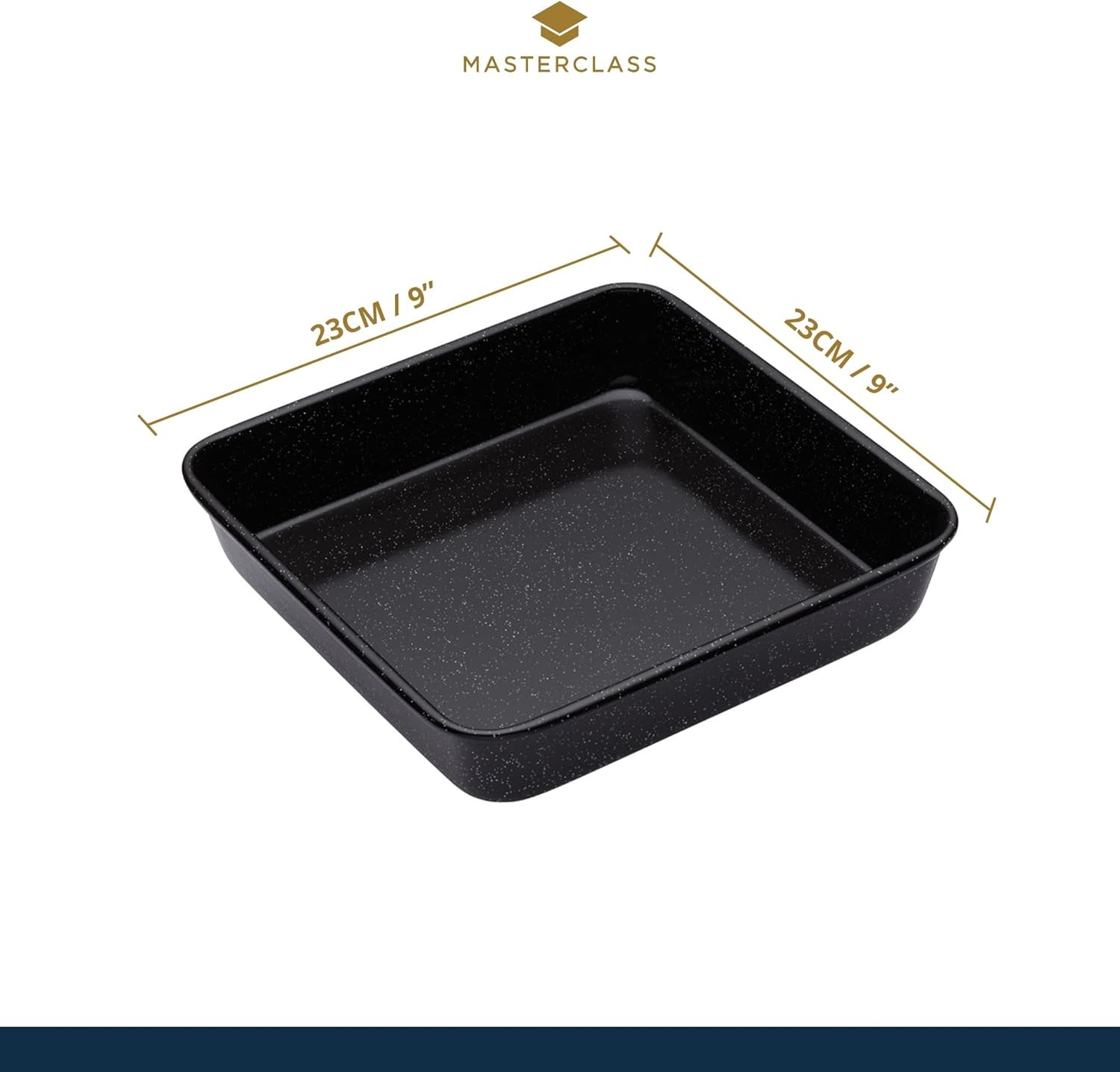 Square Baking Tin, Scratch Resistant and Induction Safe Steel Oven Tray with Vitreous Enamel Coating, 23Cm (9 Inch), Black