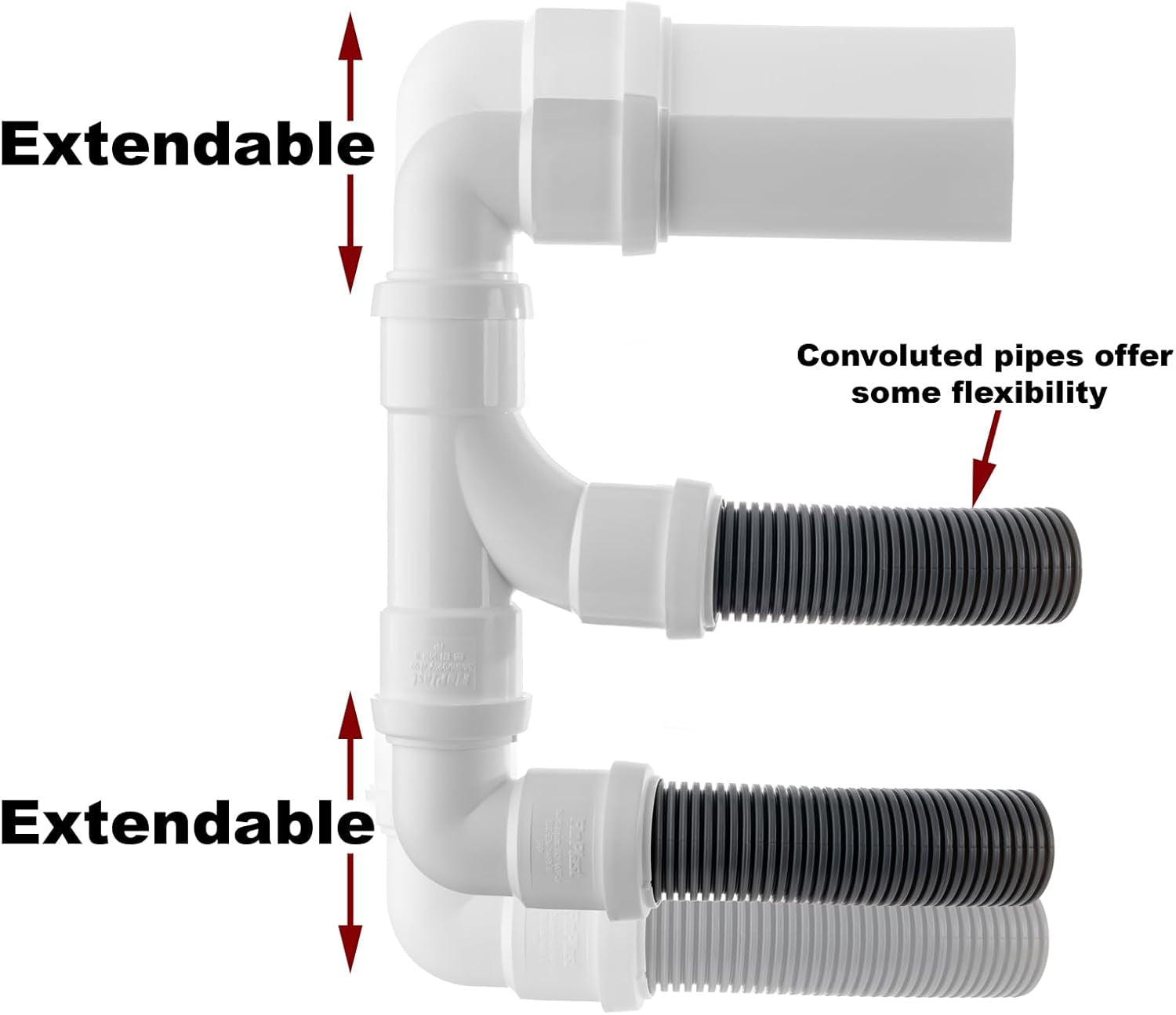 New Model Caravan (Twin) Waste Water Outlet Pipe System Adaptor with FLOPLAST Home Plumbing Grade Fittings CE Standard Tested to EN 1451. Fits Most Standard Caravans.