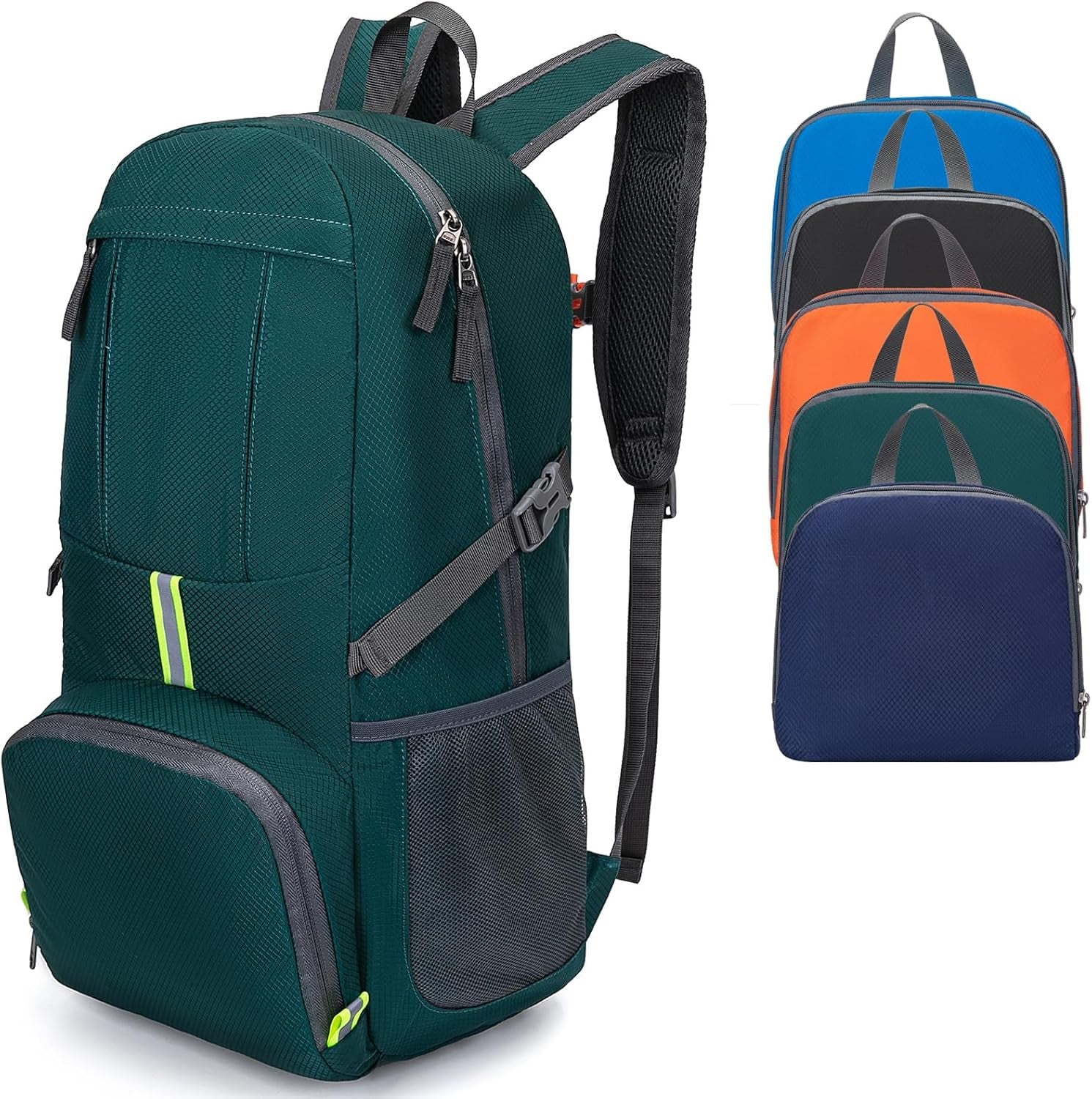 Hiking Backpack, 35L Camping Travel Backpack Packable Outdoor Sports Camping, Water Resistant Lightweight Travel Daypack for Men Women, Green