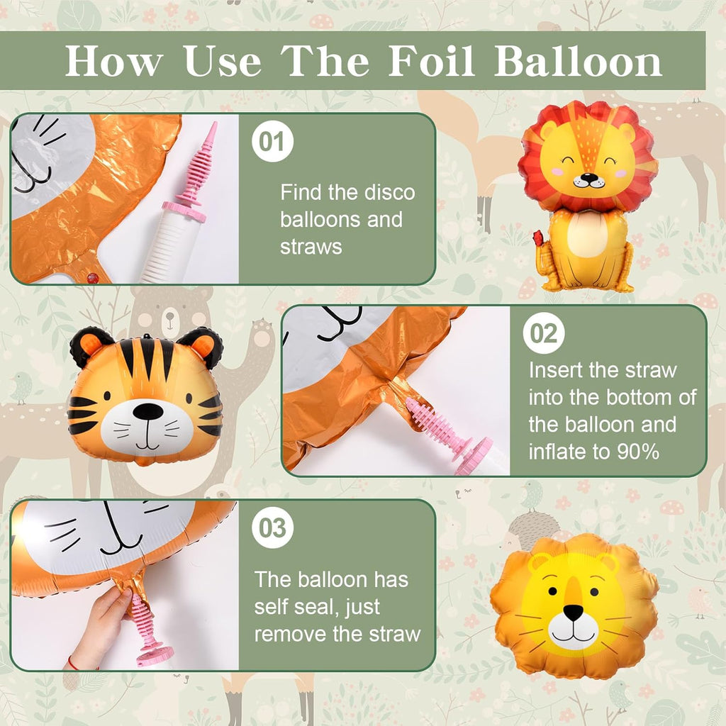 Safari 1St Birthday Decorations for Boys Girls, Wild One Birthday Decorations with Sage Green Balloon Arch Kit Balloon Boxes, Animal Jungle Theme First for Kids (Green)