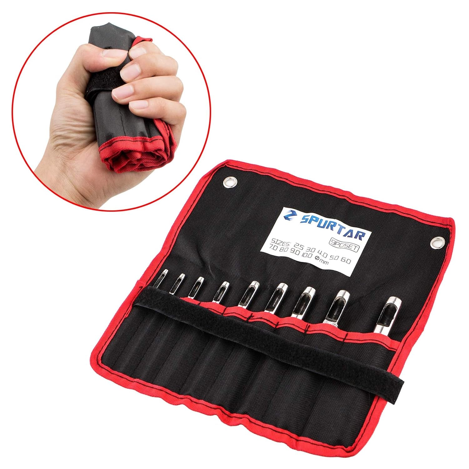 9 Pcs Steel Hollow Punch Set 2.5-10Mm Heavy Duty round Leather Hole Punching Tool for Watch Cloth Belt Gaskets W/Storage Bag