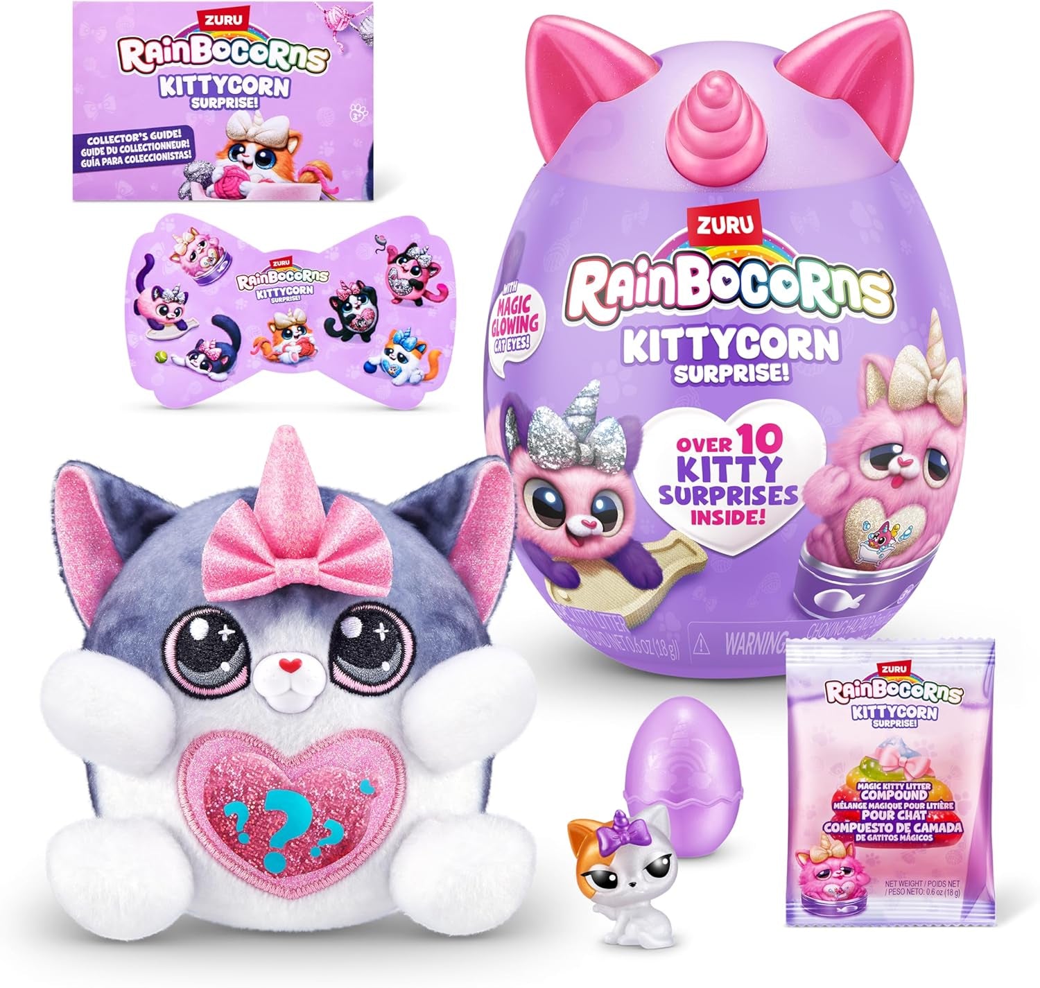 Kittycorn Surprise Series 2 (American Shorthair) by , Collectible Plush Stuffed Animal, Surprise Egg, Sticker Pack, Slime, Ages 3+ for Girls, Children