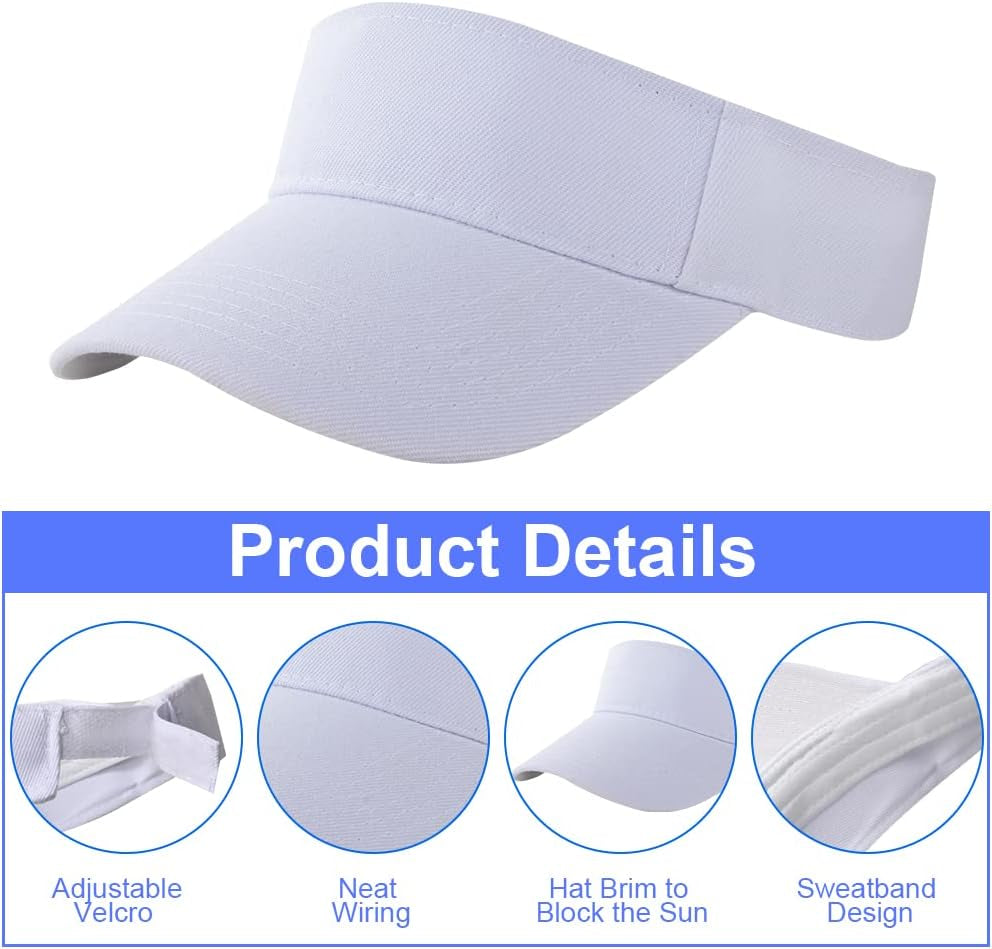 Sun Visor Cap for Women, Plain Empty Top Baseball Cap Adjustable Sports Casual Cap, Breathable Ponytail Baseball Hat, Unisex Twill Golf Tennis Summer Visor Hats for Outdoor