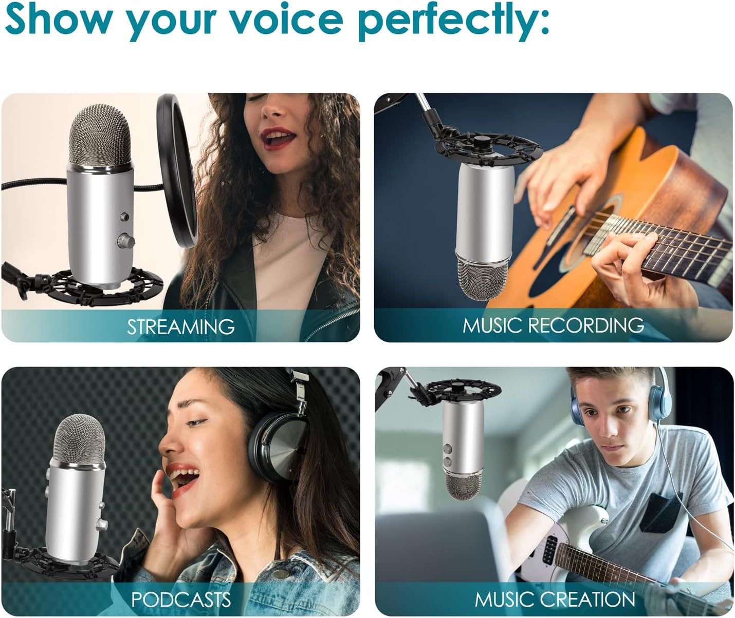 Shock Mount for Blue Yeti and Yeti Pro Microphone, Alloy Shockmount Reduces Vibration Noise and Improve Recording Quality