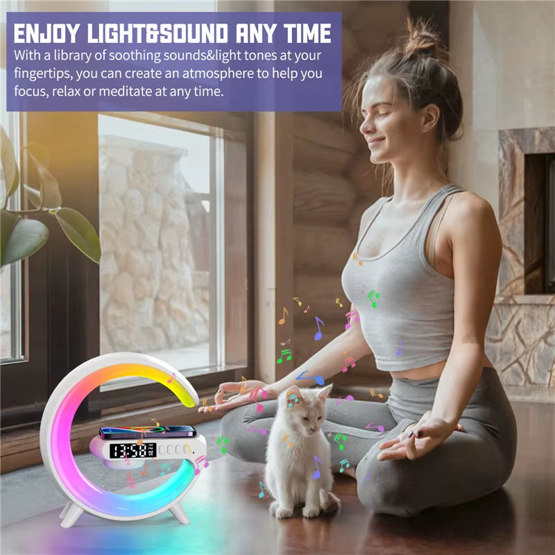 Wireless Charger Pad Stand Lautsprecher Tf-Karte RGB Nachtlicht Lampe Wecker Schnell Ladestation Dock Für Iphone Samsung Xiaomi