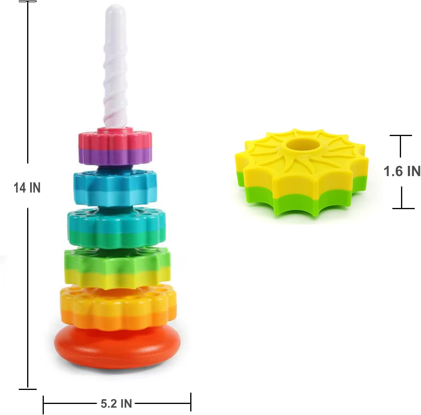 Spinning Stacking Toys, Educational Toddler Toy Stacking Rings Baby Toys, Montessori Toy for Girls and Boys, Spin Gears Christmas Birthday Gift for 1-3 Year Old
