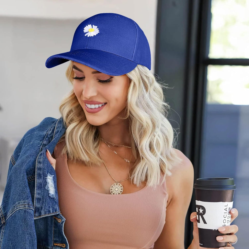 Ladies Baseball Caps - Baseball Cap for Women, Daisy Adjustable Ladies Baseball Caps for Womens Casual Summer Outdoor Sports Dad Peaked Sun Cap UK