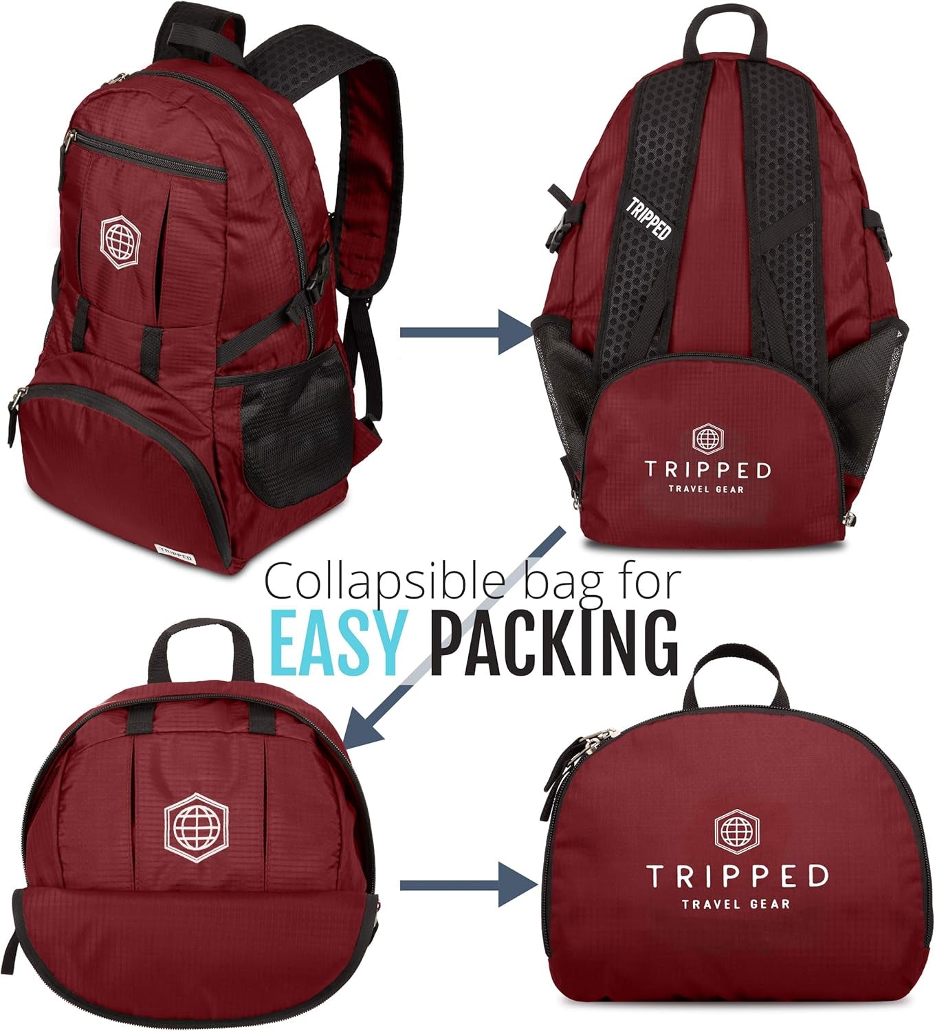 Travel Backpack- Packable Lightweight Daypack for Hiking, Gym, and Airplane