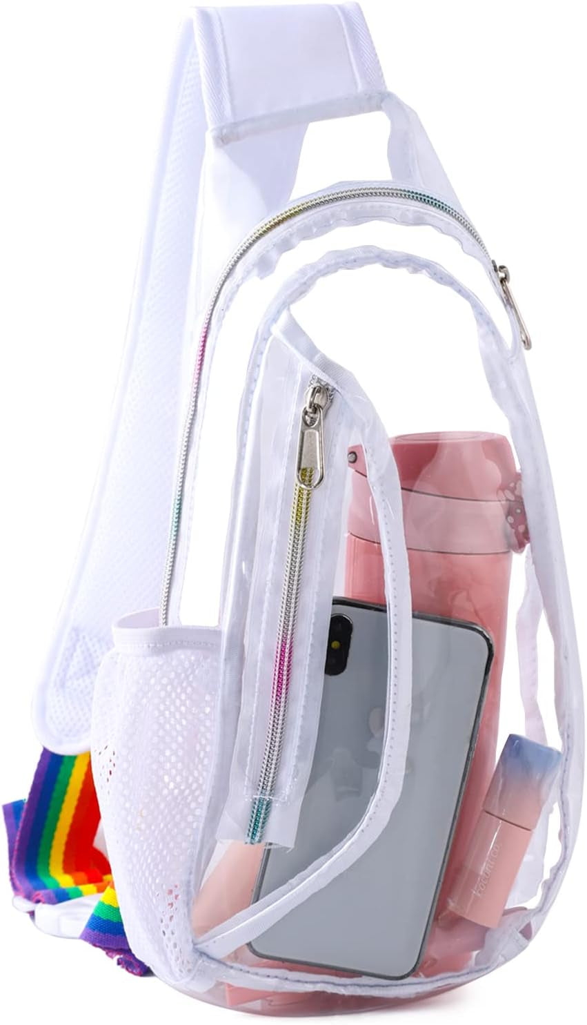 Clear Sling Bag, Stadium Approved Clear Bag, Transparent Chest Daypack for Hiking, Stadium or Concerts