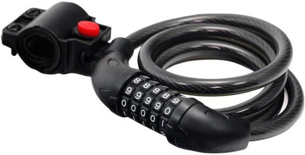Bicycle Lock - High Security 5 Digit Combination Coiling Cable Lock, Best for Outdoors, 1.2Mx12Mm