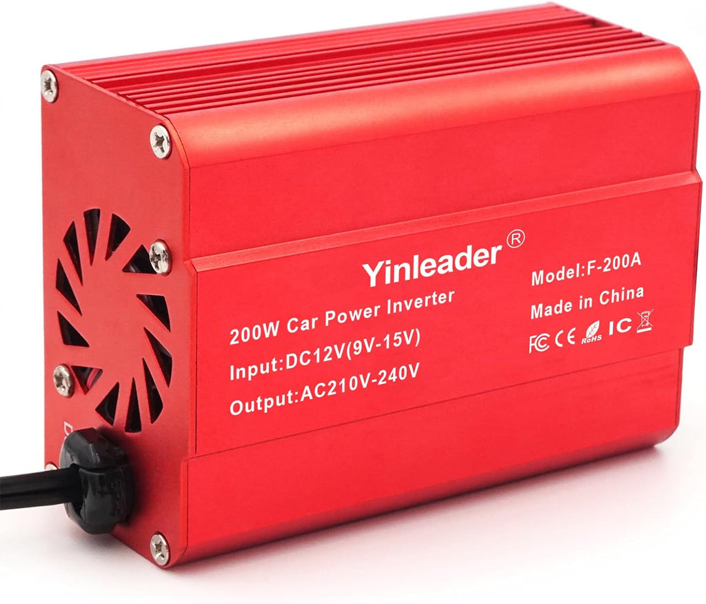 Power Inverter 200W 12V to 240V UK Socket Dual USB DC to AC Converter Car Cigarette Adapter