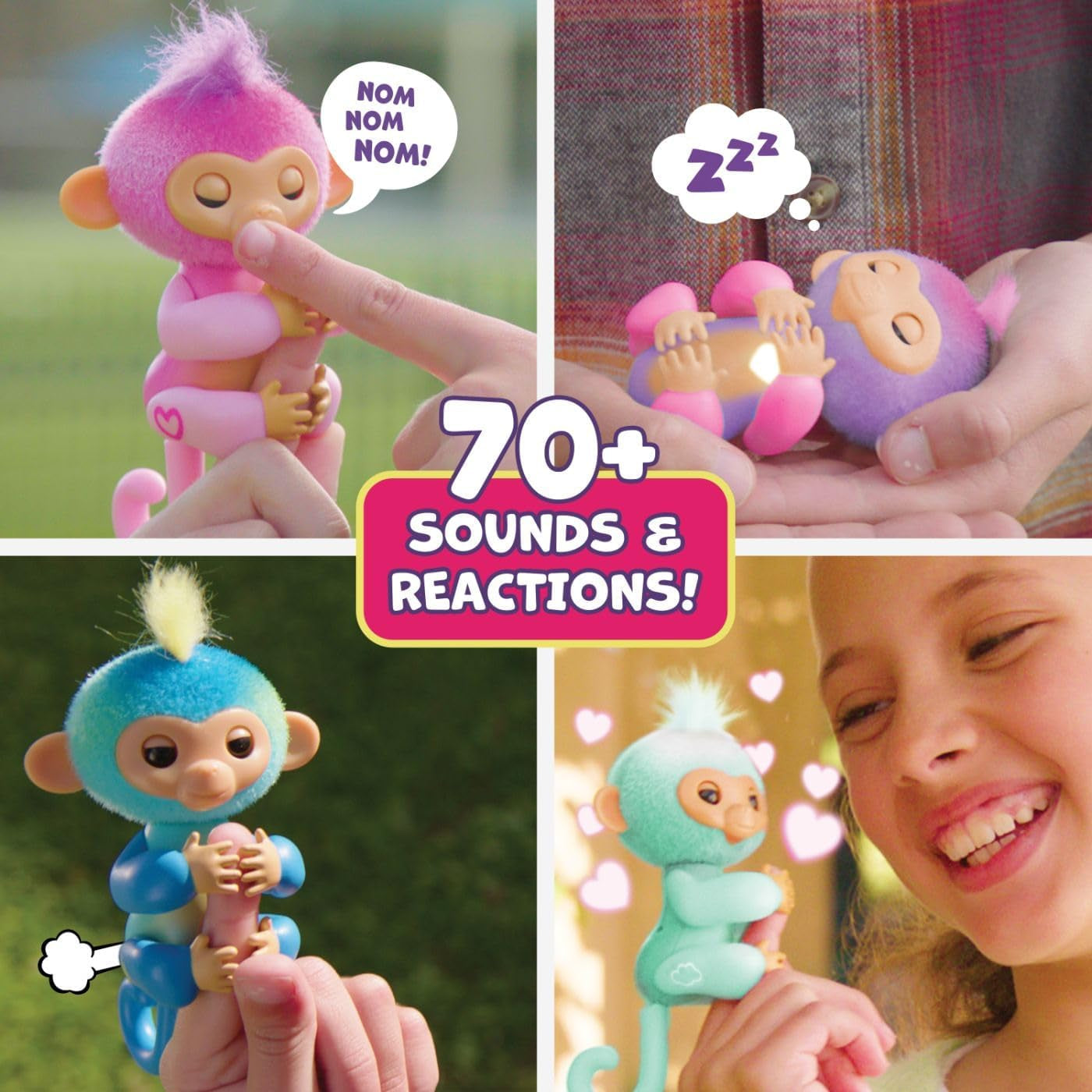 2023 NEW Interactive Baby Monkey Reacts to Touch – 70+ Sounds & Reactions – Leo (Blue)