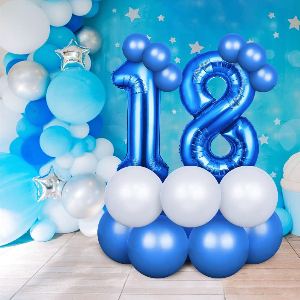 40-Inch Number 16 Helium Balloons, Foil Large Numbers for Birthday, Wedding Party Decorations Celebration Supplies (Blue)