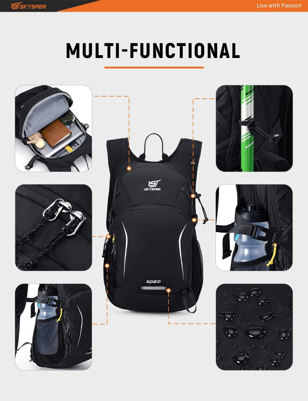 Hiking Backpack - 20L Small Hiking Daypack Lightweight Hiking Backpack, Breathable Day Pack, Backpacking for Women Men