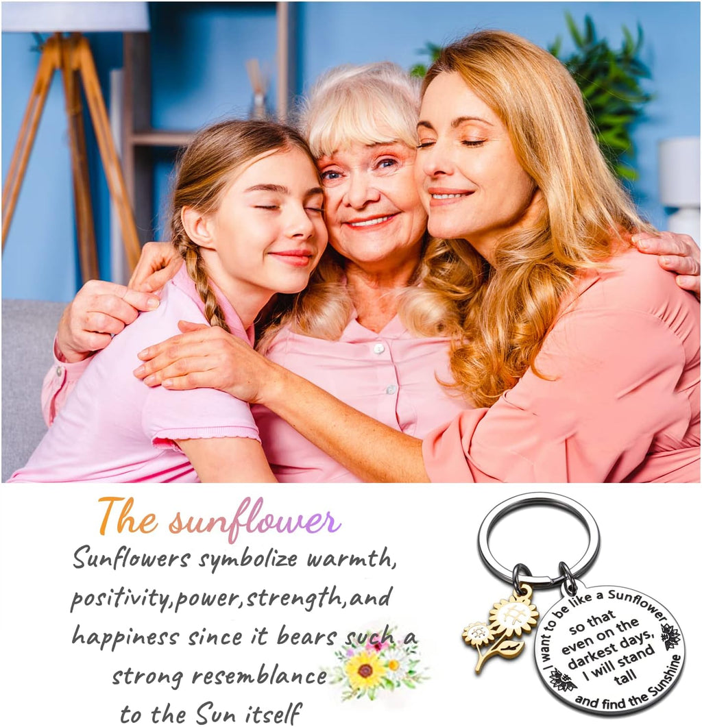 Gifts for Women,Inspirational Keyring,Sunflower Keyrings,Christmas Birthday Gift for Friend Son Daughter Sister Leaving Gifts for Colleagues