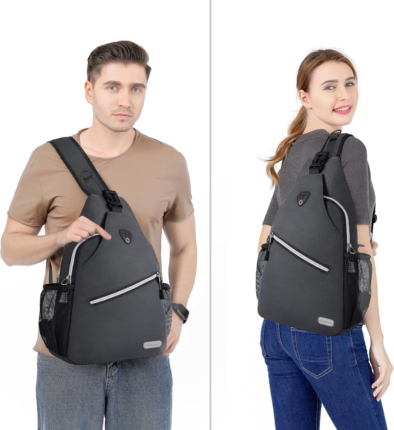 Rope Sling Backpack (Up to 13 Inch), Multipurpose Crossbody Chest One Shoulder Outdoor Travel Hiking Daypack